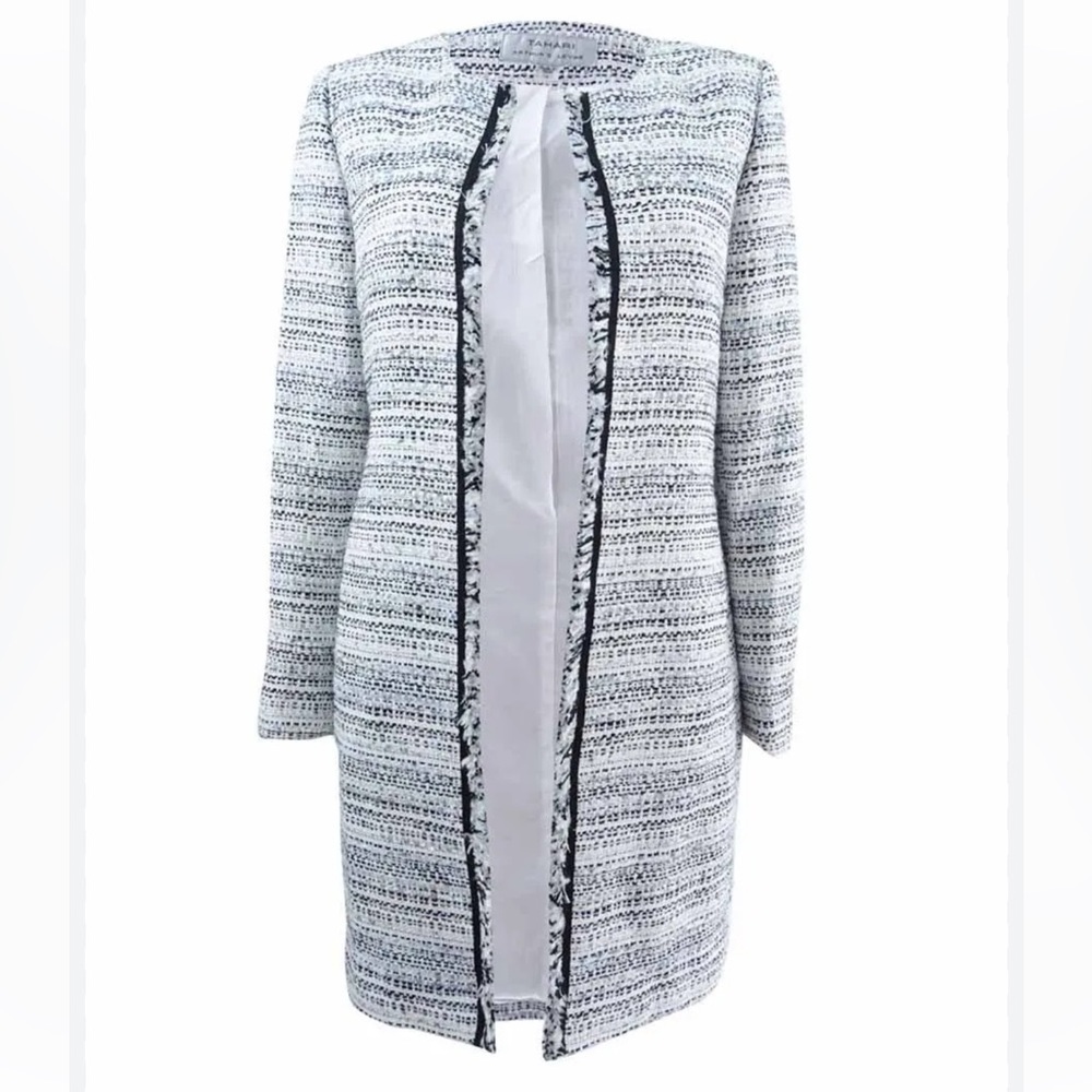 Tahari ASL‎ Women's Petite Boucle Fringe-Trim Jacket Size 4P